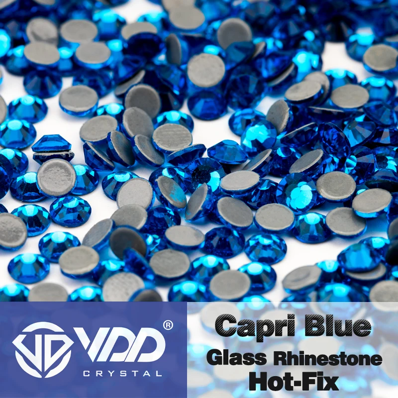 VDD Mehrfarbiger SS6-SS30 Glaskristall Hot Fix Strasssteine Flatback Eisen auf Steine für DIY Nail Art Stoff Kleidung Dekoration