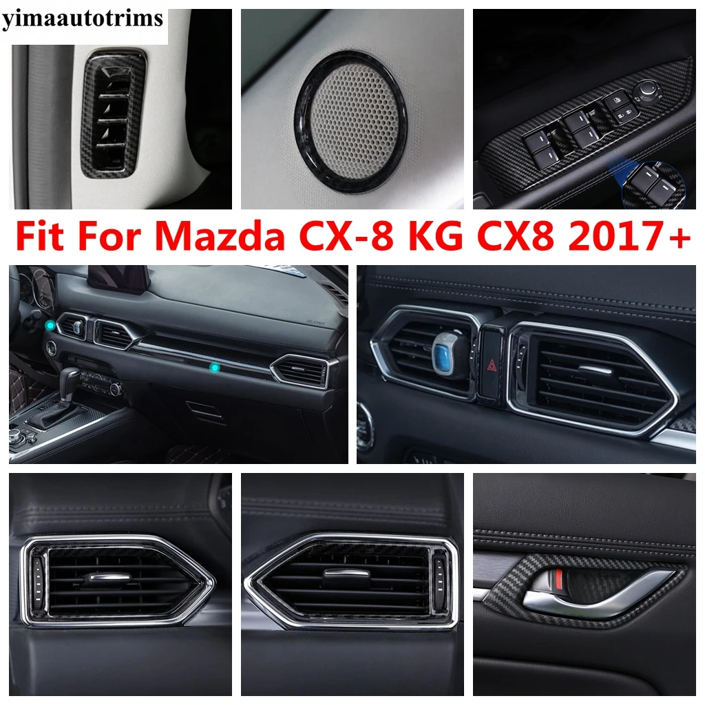 

For Mazda CX-8 KG CX8 2017 - 2021 Pillar A Air Vent Speaker Window Lift Handle Bowl Cover Trim Carbon Fiber Accessories Interior