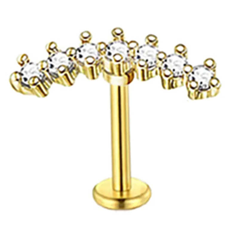 Crystal Flower Tragus Piercing Earring, Flat 16G