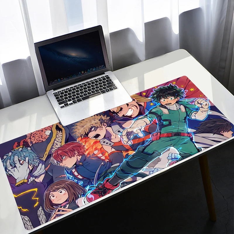 Alas Mouse Kantor Besar 90X40Cm My Hero Academia Game Gamer Gaming Mousepad Keyboard Hitung Bantal Meja Anime untuk Notebook