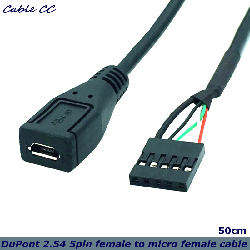 Micro USB 5Pin Female to DuPont 2.54 5Pin Female U Connector PCB Female Cable USB Shield Cable 5P DuPont 2.54 0.5m