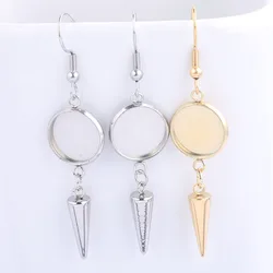 10pcs Stainless Steel Dangle Charm Earring Bezel Blanks 12mm Dia Cabochon Earrings Base Setting Gold Plated Diy Components