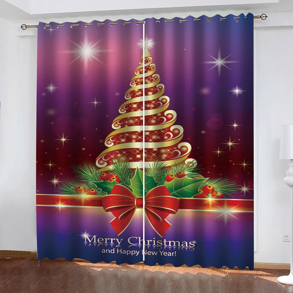 

Customized size Luxury Blackout 3D Window Curtains For Living Room purple christmas curtains Decoration curtains