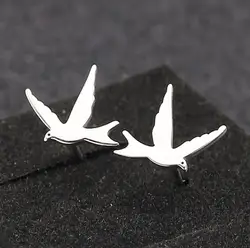 Stainless Steel  Swallow Small Earrings Studs Delicate Little Bird Jewelry for Women Casual Party Boucle D Oreille