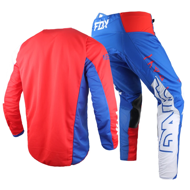 Conjunto de equipo de carreras de Motocross para hombre, Skew y pantalones de Conjunto de Jersey, traje de Moto de calle, color azul y rojo, 2022,