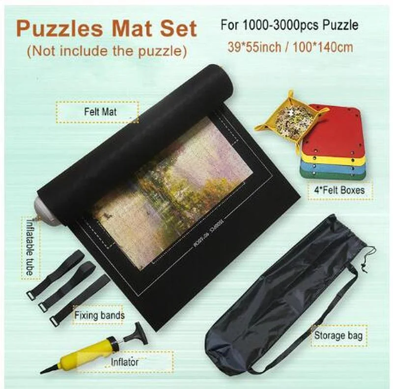 Puzzle Mat Jigsaw Roll tappetino in feltro tappetino da gioco Puzzle coperta per fino a 3000 pezzi accessori per Puzzle borsa da viaggio portatile