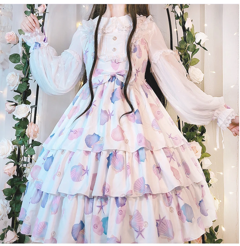 Prinses Victoriaanse Jurk Zoete Lolita Zachte Meisje Band Jurk Vintage Strik Leuke Hoge Taille Kawaii Meisje Gothic Lolita Cos Loli