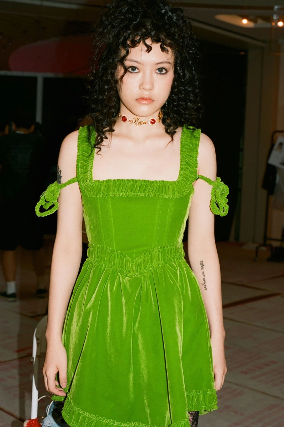 Green Sexy Mini Suspender Skirt Woman Zip Sleeveless Suspender Dress Celebrity Clubwear Evening Dress 2022 Hot Fashion Wome