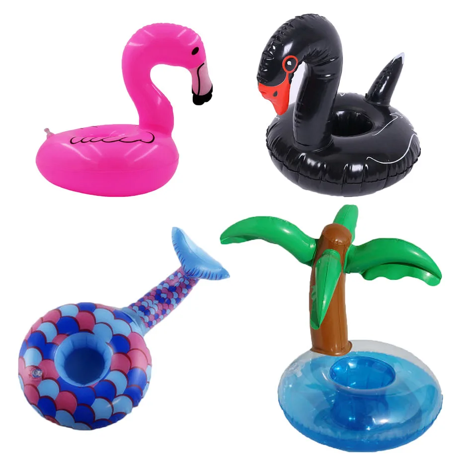 10 Pcs Inflatable Flamingo Cup Holder Pool Drink Holder Swimming Pool Toys Unicorn Donut Float Toy Pool Game Party Accessories