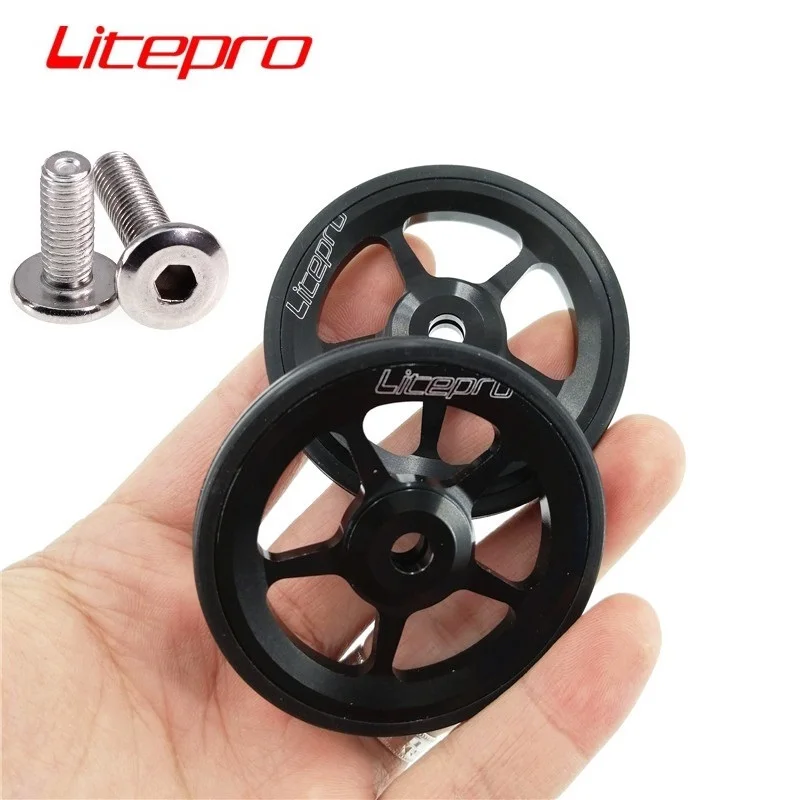 Litepro dla Brompton rower składany tylny bagażnik ładunkowy łatwe przedłużenie koła drążek teleskopowy łożysko koła 60mm