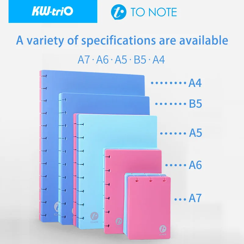 KW-triO A4/B5 Colour Notebook Cover Loose-leaf Binding Notebook Cover PP Binder Notepad Shell Mushroom Hole DIY Planner Supplies