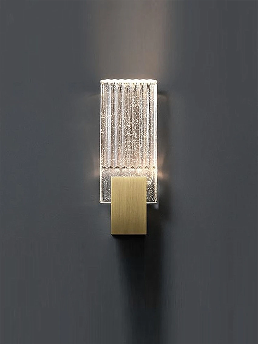 Luxury Post Modern Block Crystal Wall Lamps Living Room Design Bedroom Bedside Lamp Aisle Corridor Wall Sconces Lights Fixtures