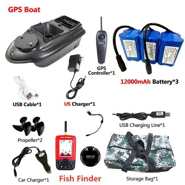 GPS Aasboot 500M 3KG Laadvermogen 40 stuks GPS Puntvisserij Aasboot 2 Bakken GPS Autonavigatie LCD Scherm Viszoeker Nestboot