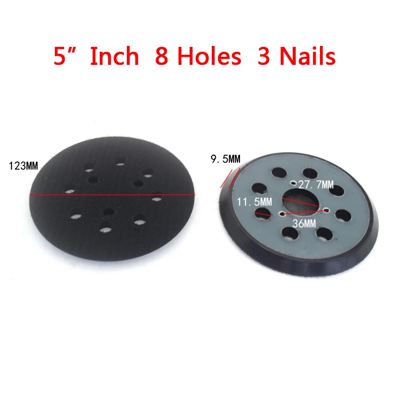 

2 Packs 5" Inch 8 Holes Hook Loop Sanding Pads 3 Nails Replacement Backing Plates for Makita Electric Orbital Sanders Polisher