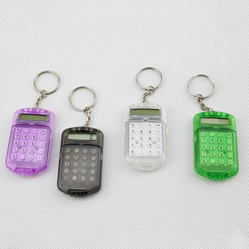 Calculator Creative Convenient Electronic Mini Calculator Bag Charm Keychain for School（Random Color）