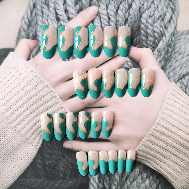 24 pçs prego arte imprensa em dicas acrílico longo falso unhas nova imagem chegada unhas falsas para mulheres e meninas