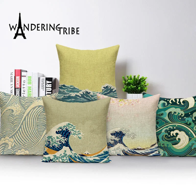 

Marine Style Cushions Cover Striped Waves Living Room Pillows Case Ocean Pillowcases Nordic Sofa Car Cushion Covers Kissenbezug