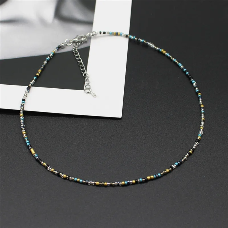 Neue Koreanische Süße Bunte Colliers Kragen Boho Samen Perlen Schlüsselbein Halsketten für Frauen Mädchen Trendy Schmuck – Detail 3