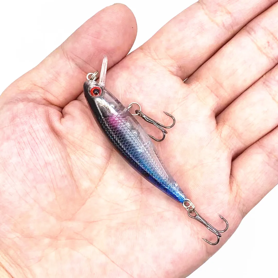 Isca Minnow com olhos 3D para a pesca, isca de plástico rígido, gabarito artificial, wobblers, crankbait, qualidade, 6.5cm/4.5G, 1 parte