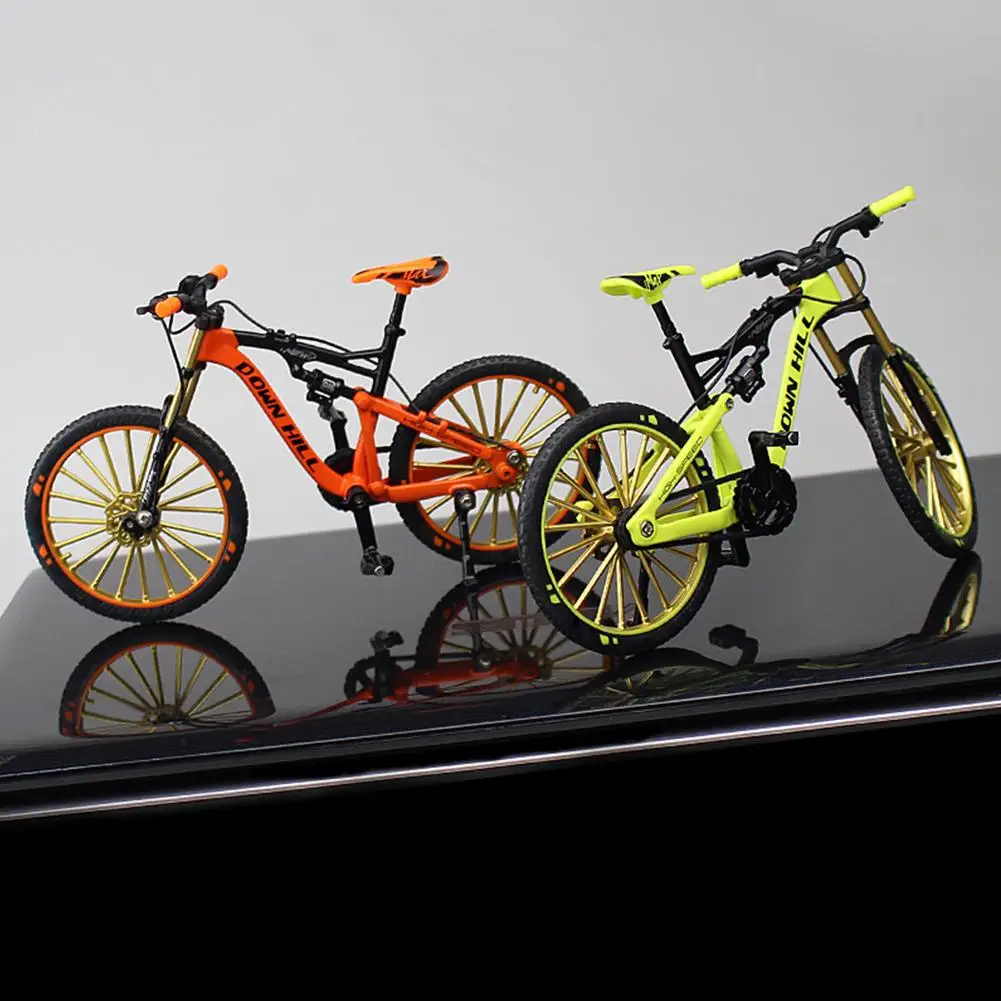 1:10 Mini Diecast Alloy Bicycle Model Metal Racing Finger Mountain Bike Pocket Portable Simulation Collection Toys For Children