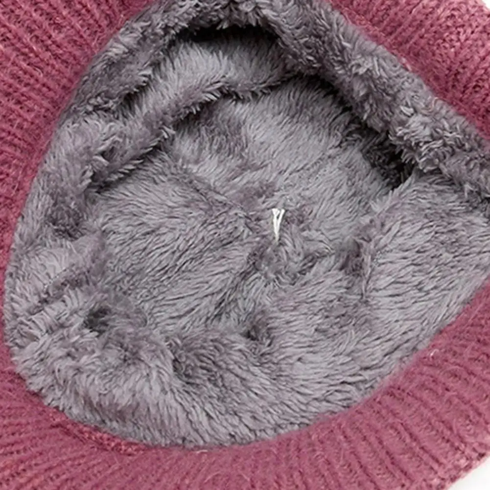 Winter Women Hat Warm Knit Non-shedding Breathable Vibrant Color Warm Knit Hat with Visor for Women