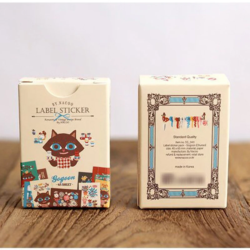 48pcs/box Creative Matchbox Papery Adhesive Sticker Alice Series Label Stickers Decorative Baking Sticker Christmas Present