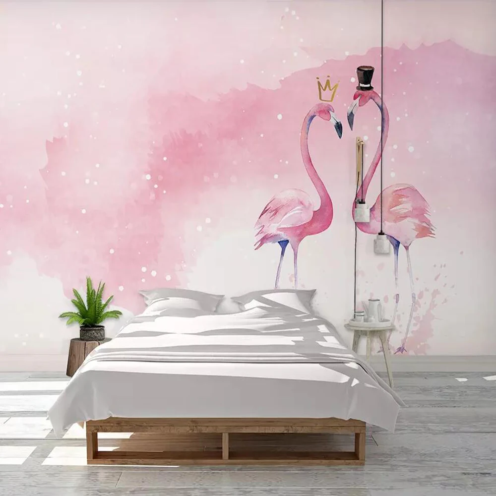 Milofi custom 3D wallpaper mural pink couple flamingo children room living room bedroom wall decoration wallpaper