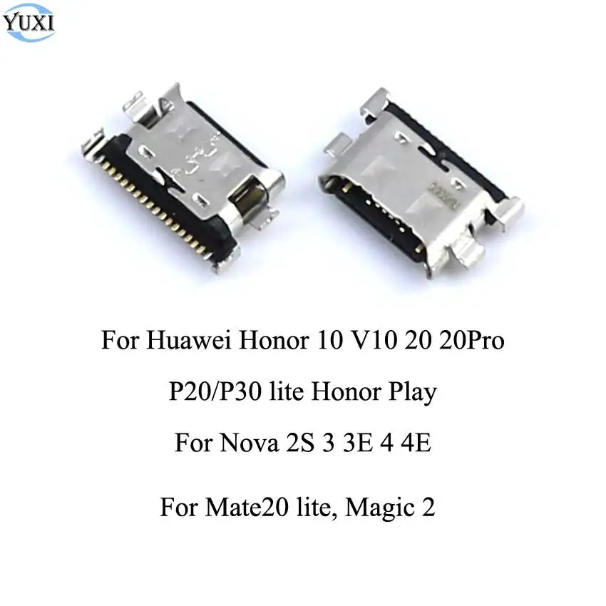 YuXi 2pcs For Huawei Honor 10 V10 20 Pro P20 P30 Lite Mate 20 Lite Nova 2S 3 3E 4 4E Magic 2 USB Jack Charging Port Connector