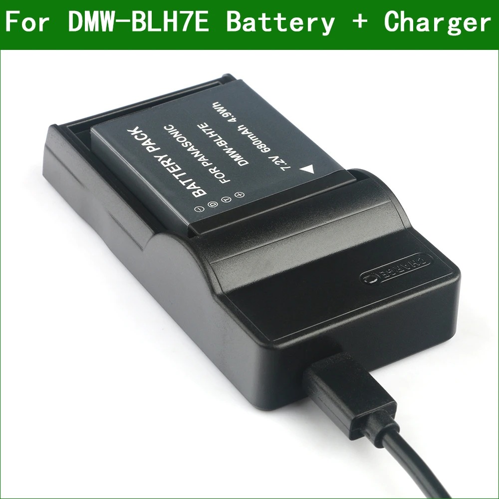 DMW-BLH7 BLH7E Digital Camera Battery + Charger For Panasonic DMC-GM1 GM5 GF7 GF8 LX9 LX10 LX15 DC-GF9 GF10 GF90 GX800 GX850