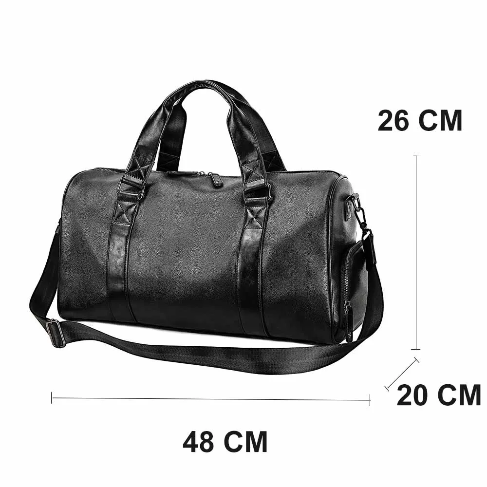 PU Leather Men Travle Bags Vintage Layered Men Duffel Bag High Quality Handbags for Male Large Capacity Sports Gym Business Bag