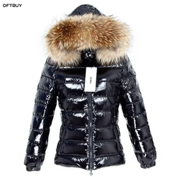 MENINA BONITA Winter Jacket Women Real Fur short Coat natural Raccoon Fur Collar Parka Duck Down jacket waterproof Streetwear