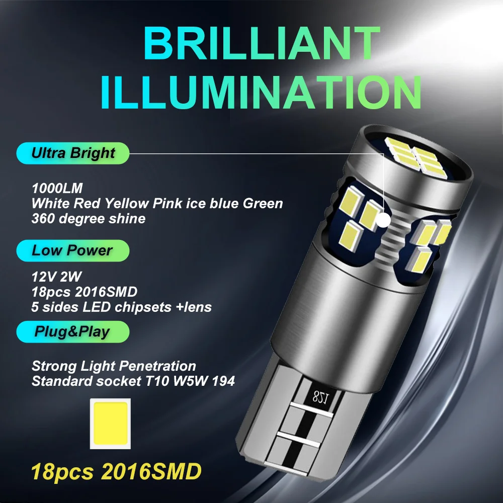 4x CANBUS T10 Led W5W Led interior Car Light 194 168 for BMW E46 E53 E90 E82 E60 X3 E83 E91 Touring X5 E70 X6 E71 E36 Coupe F25 view 2