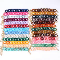 FishSheep Bohemian Colorful Acrylic Thick Chain Bracelets For Women Men Resin Boho Charm Handmade Bracelets Wristband Jewelry