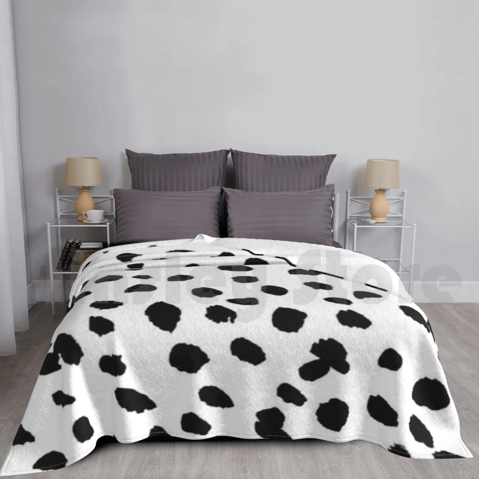 Black And White Dalmatian Blanket For Sofa Bed Travel Dalmatian Black And White Spots Cute Dog Puppy Dots