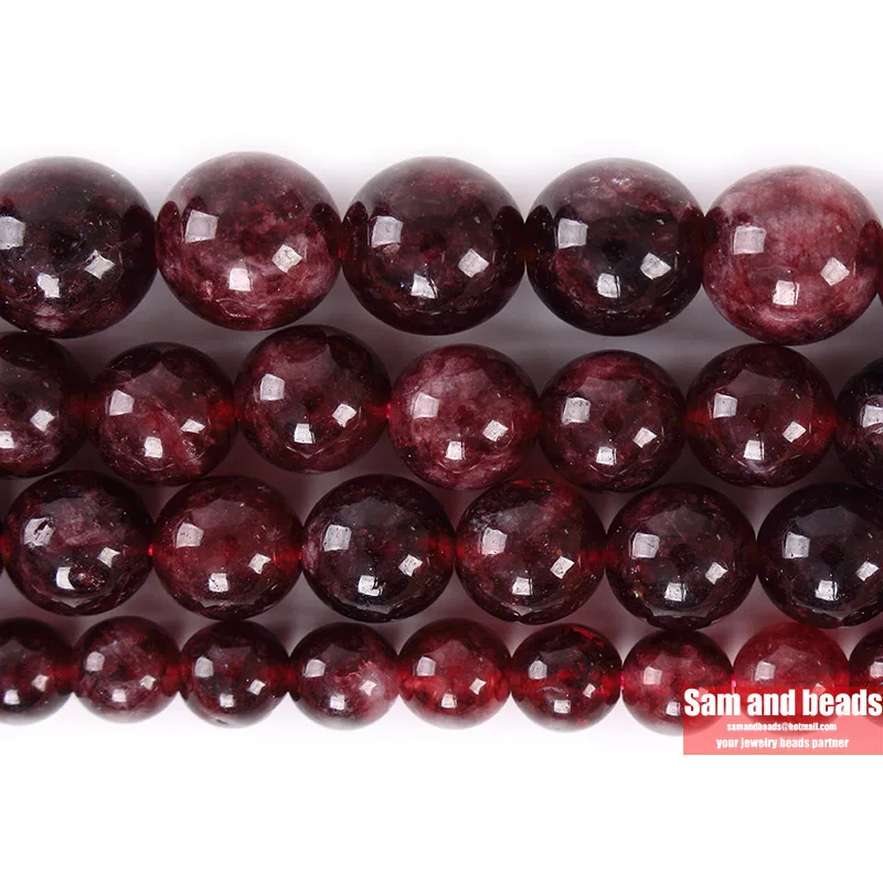 Natural Dark Red Garnet Quartz Round Loose Beads For Jewelry Making DIY Bracelets Necklace 15'' 4/6/8/10mm