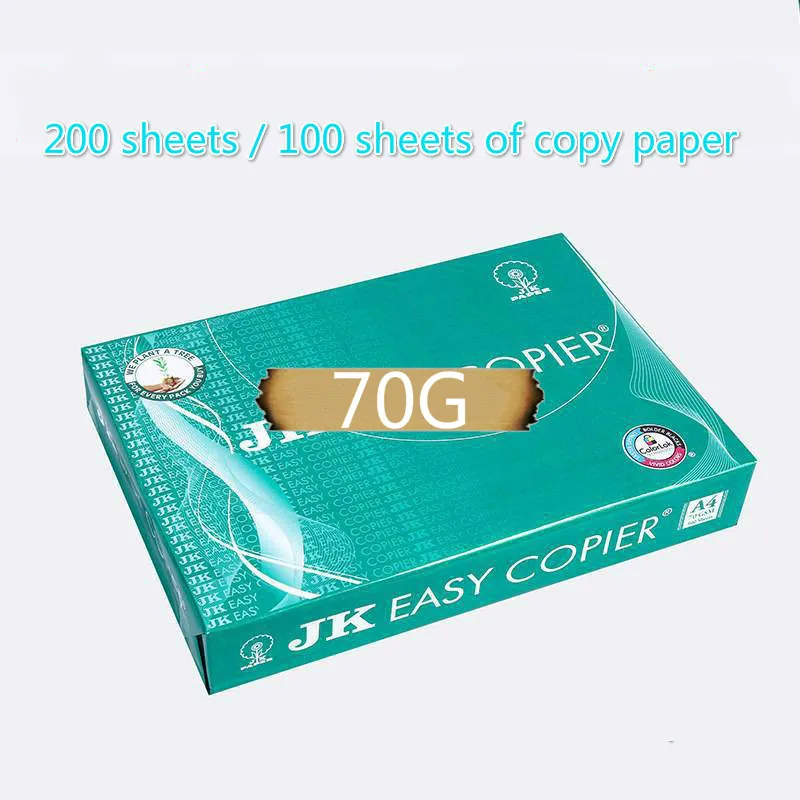 A4 200/100 Sheets Xerography Office Print Paper 70g Business Paper School Printing Paper Copy Paper Whole Wood Pulp Copy Paper