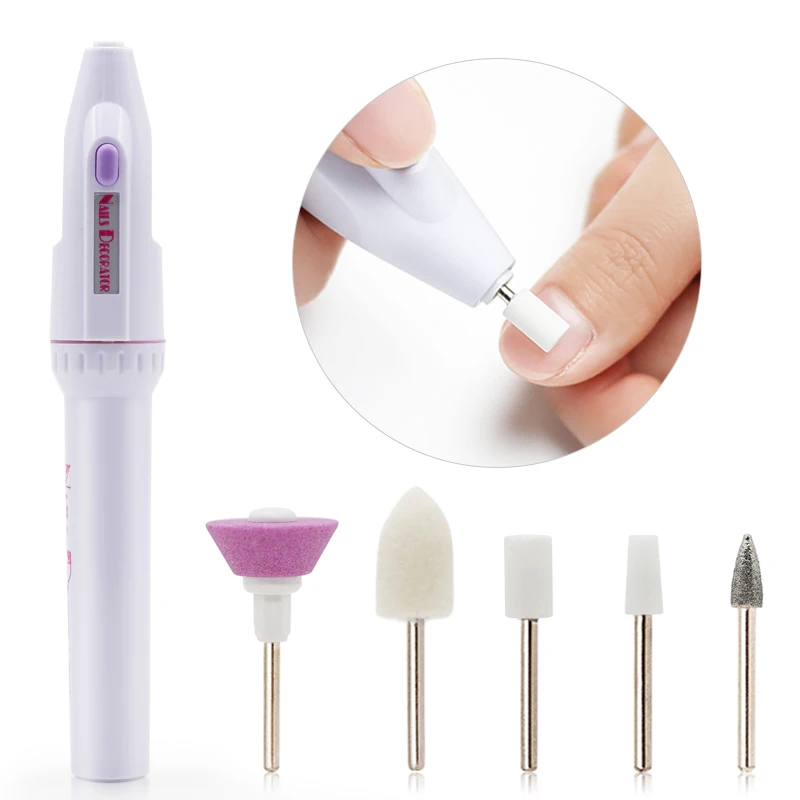 Mini kit de lixa elétrica para unhas arte clavo, 1 conjunto profissional com bateria, fresas e pontas para manicure e pedicure, polimento, uso profissional