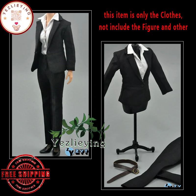 ZY TOYS  1/6 Scale Female FiguresAccessories Women's Suit Clothes Black 12” Business Career Office Clothing Ladies Suit Trouser