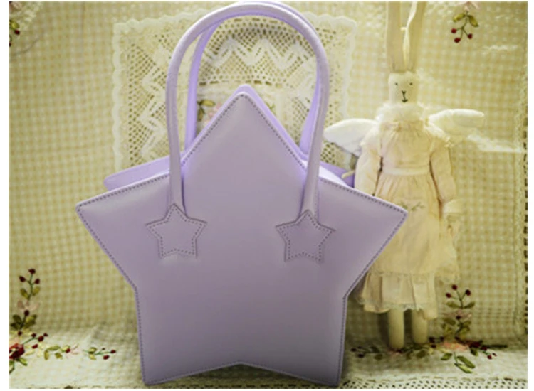 Cute Star Shape Purses and Handbags for Women Lolita Totes Kawaii Designer Bag Japanese Style Fashion Top Handle Bag Pu Leather