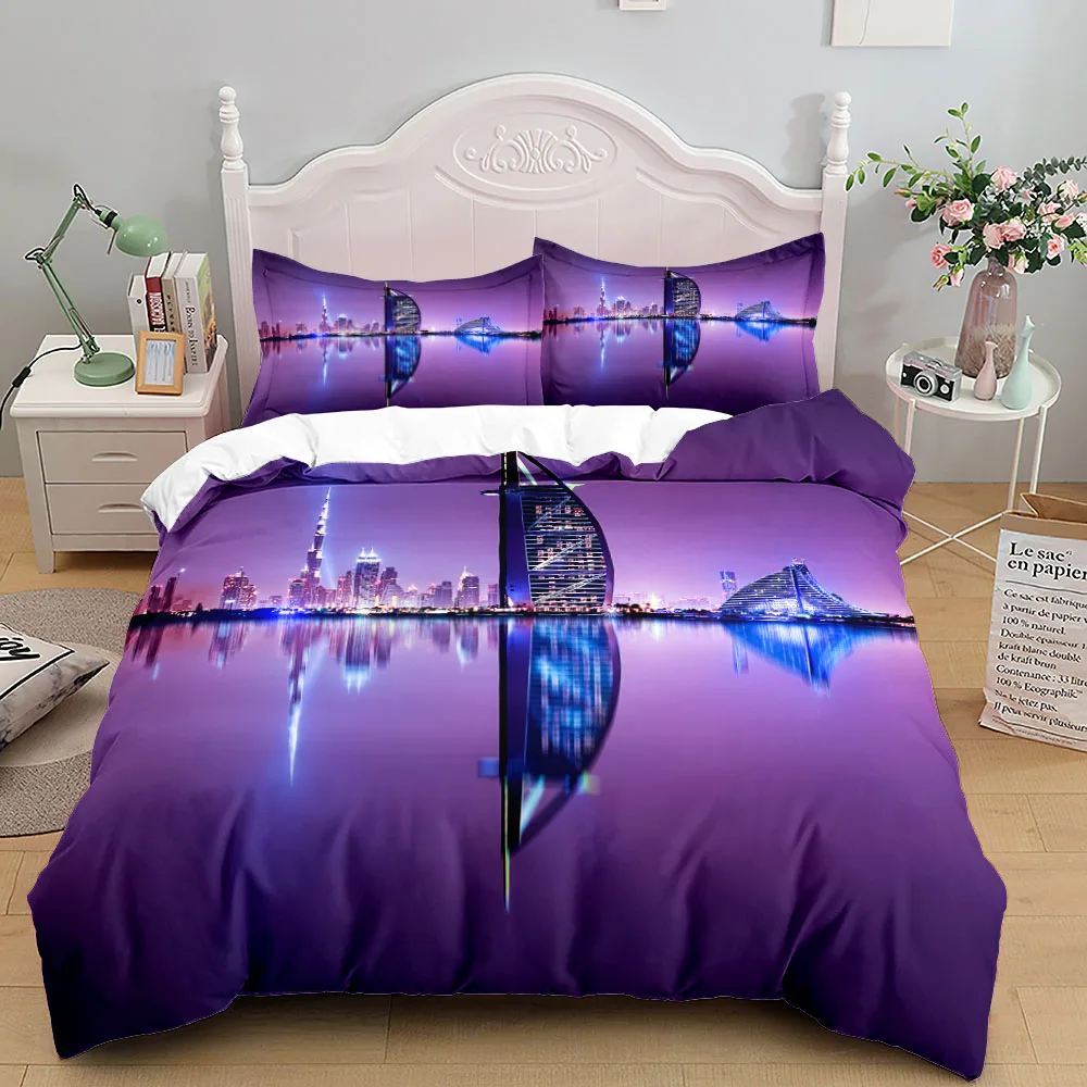 

World Famous Mega City Landmark 3D Duvet Cover Set UK Single Double Queen US Twin Full King Size kids Bed Linen Set