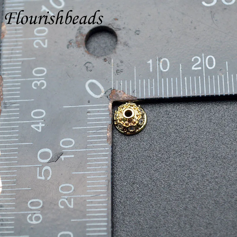 Imagem -06 - Gold Plating cz Beads Achados Espaçador Pavimentado Bulk End Encantos Bead Cap Jóias Fazendo Suprimentos Alta Qualidade 50 Pcs