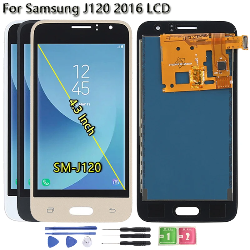 AAA Quality J1 2016 LCD For Samsung  j1 2016 J120 J120F J120G LCD Display Touch Screen Assembly For  j120 LCD Repair