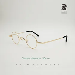 Round adult glasses, very small lens size, gold， black, silver size 36 mm  ，Myopia Optical Prescription Glasses