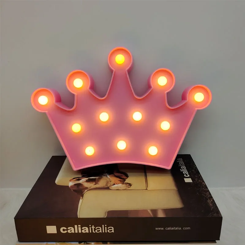 Veilleuse LED en forme de couronne 3D, lampe de table, fête de Noël, maison, chambre, mariage, fête de jardin, décoration murale, cadeau pour fille