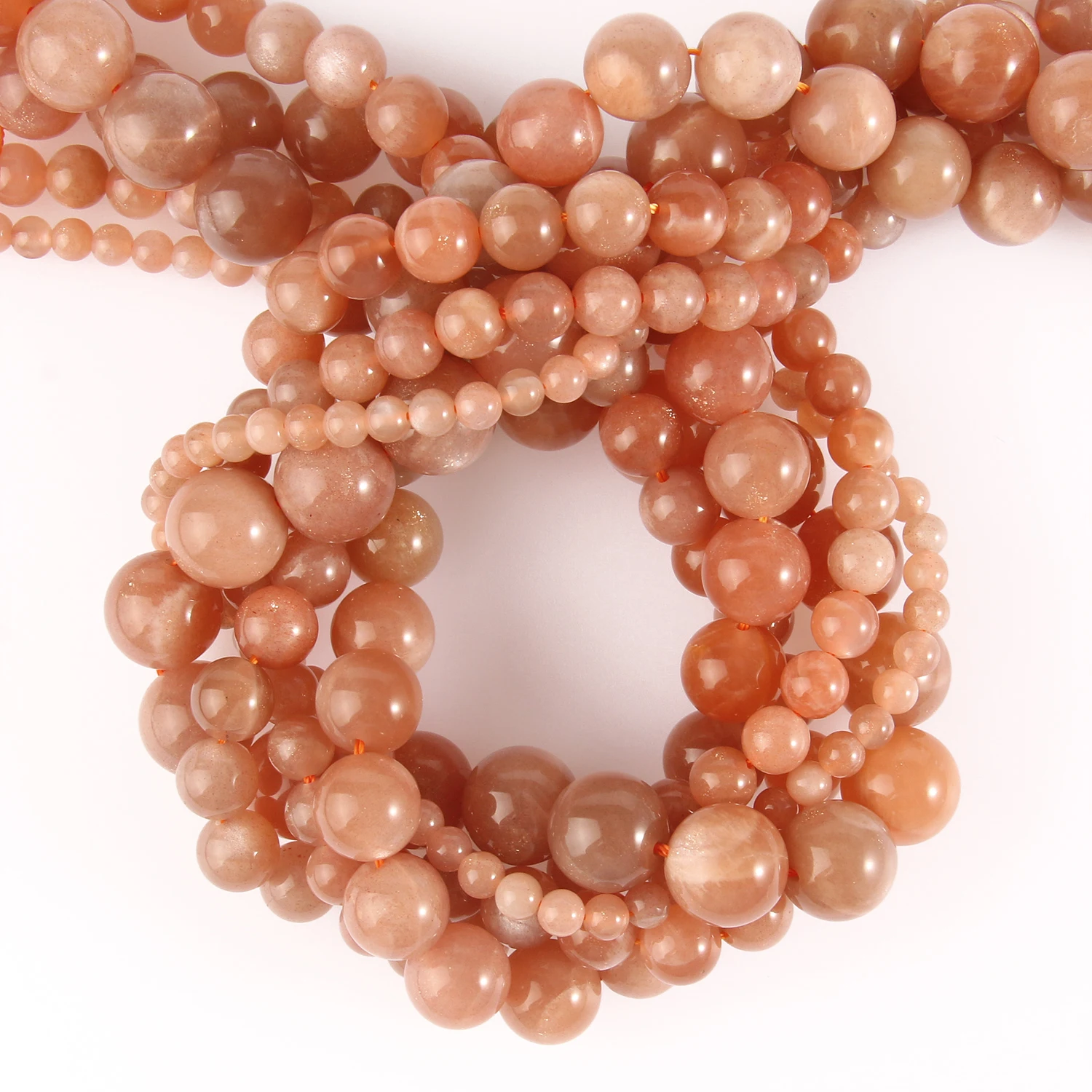 A+ Quality Natural Sunstone Quartz Peach Round Loose Beads 7.5\