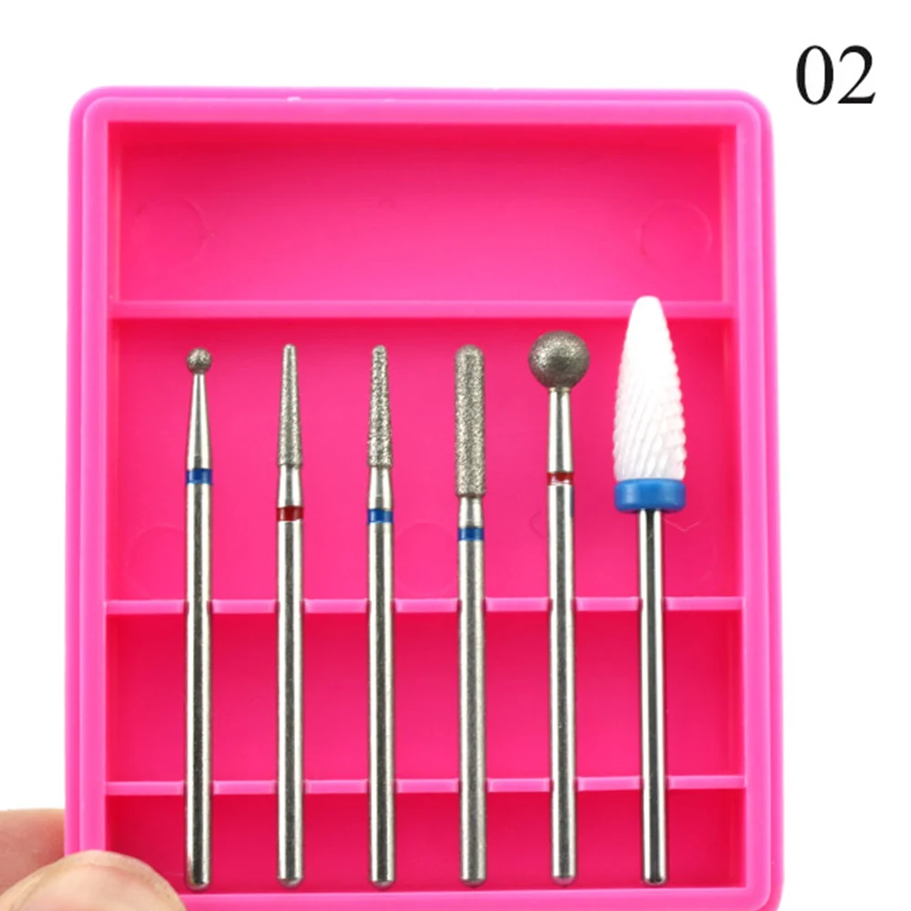 Eruika 6 Pcs Keramische Diamant Nail Boor Set Frees Voor Manicure Rotary Burr Schoon Bits Elektrische Machine Art Accessoire