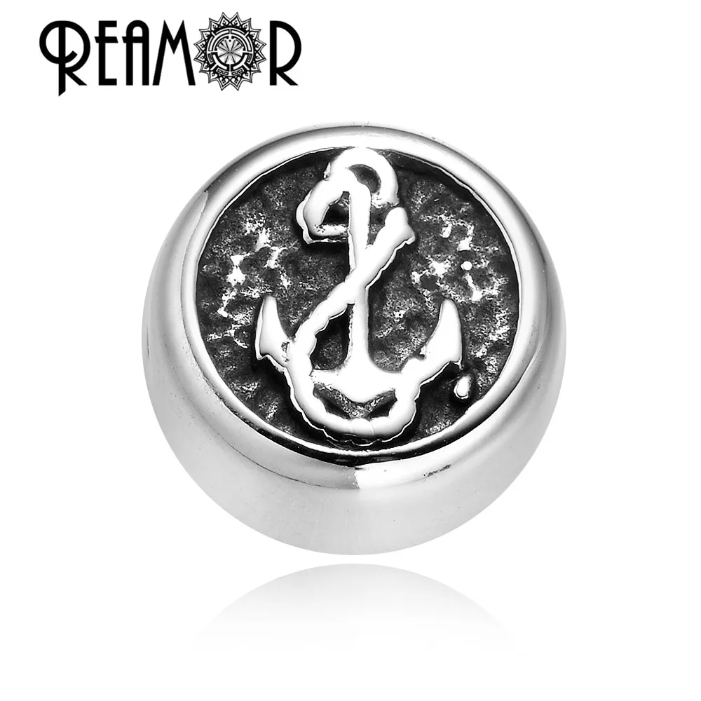 REAMOR 5pc Stainless Steel Evil Eyes Cross Anchor Sun Taiji Yoga David Star Spacer Charm Beads For DIY Bracelet Jewelry Findings