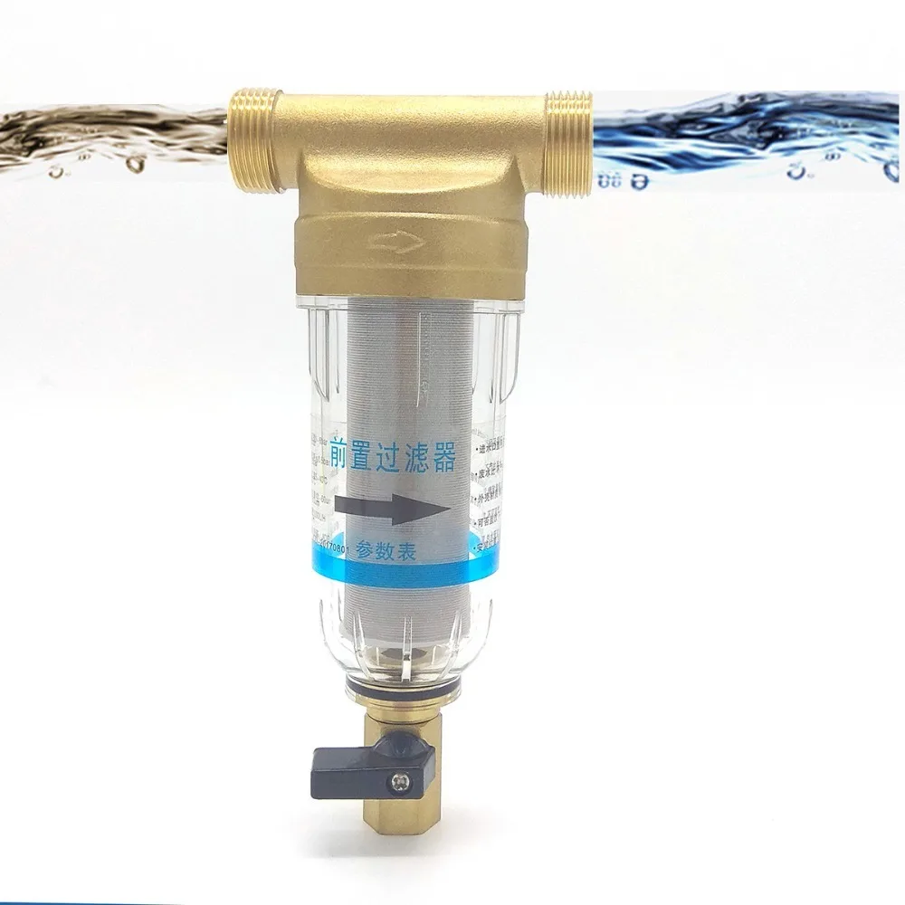 1/2' 3/4' 1' Pre-Filter Stainless Steel Brass Front-Mounted Filter Household Central 40-Micron Water Purification Element
