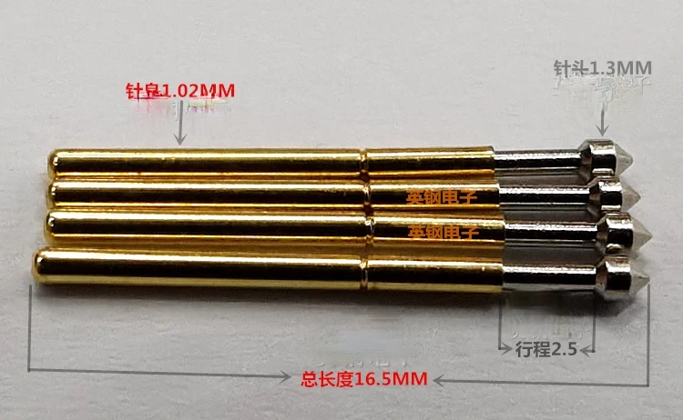 100Pcs Test Probe 1mm Pogo Pin P75-E2 Umbrella Head Test Probe 1.3MM Conical Head Test Probe