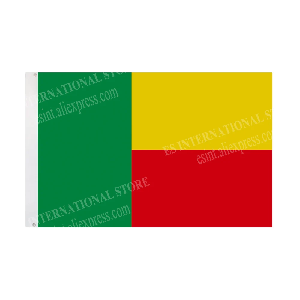 Benin Flag National Graphic Custom Printed Hanging Banner Design Outdoor Advertising Decoration　Polyester Shaft Cover Grommets